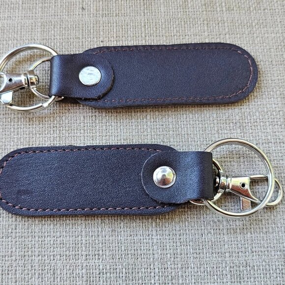 Lot of 2 Keychains Dark Brown Genuine Leather Keys Holder Handmade Key chain - Picture 5 of 10